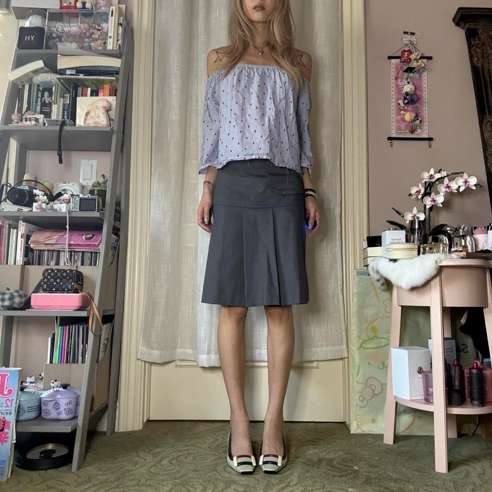 Size S Urban Outfitters Kimchi Blue blue & white pinstripe ¾ sleeve flowy top